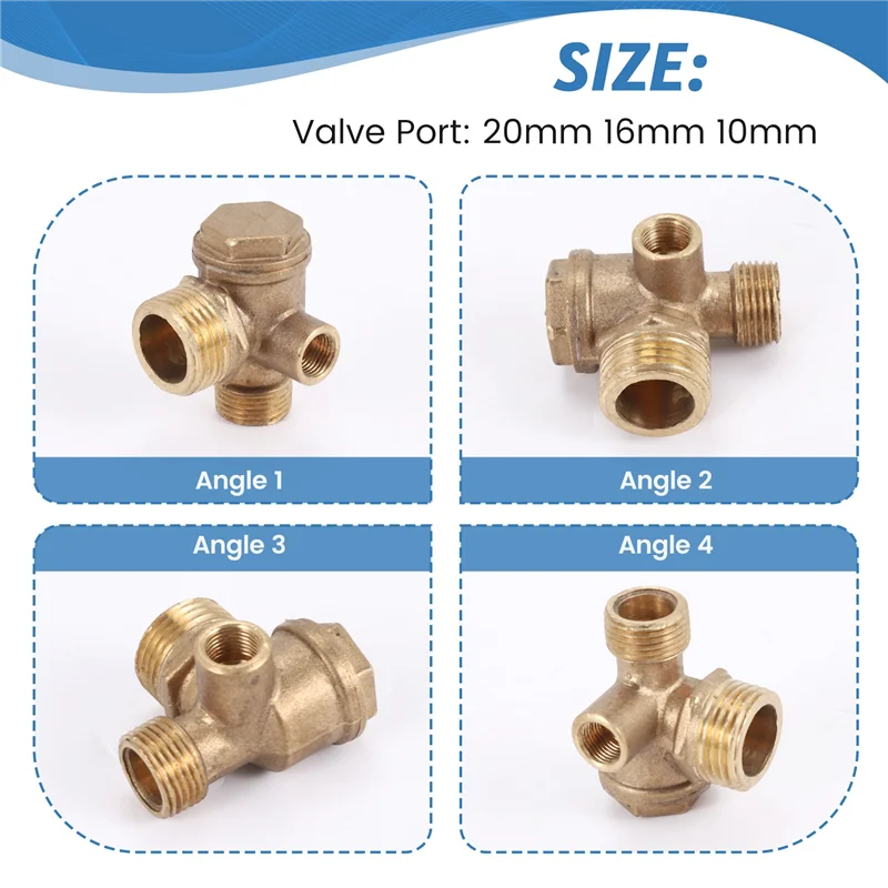 1 Three-Way Air Compressor Check Valve Direct Connection Air Compressor Check Valve,Valve Port: 20Mm 16Mm 10Mm-AA26