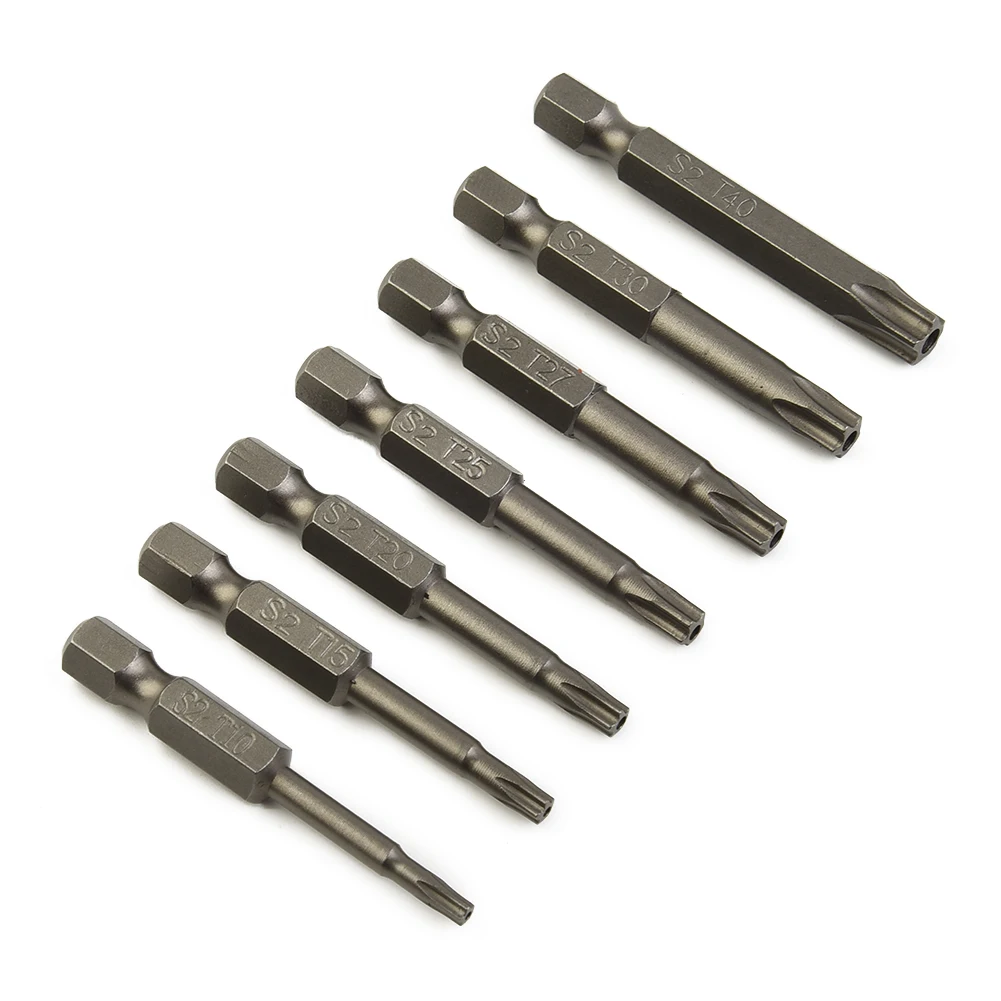 7 Pcs Torx Screwdriver Bits Five-Point Magnetic Tamper Proof Screw Driver Drill Bits T10/T15/T20/T25/T27/T30/T40