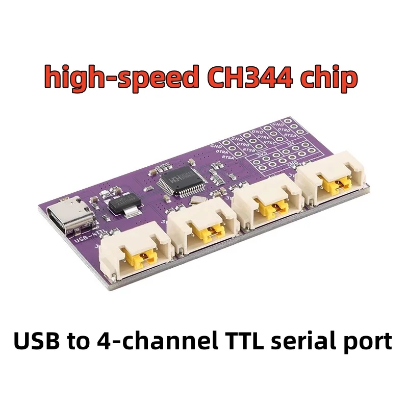 USB to 4-channel TTL serial port USB Type-C interface 6Mbps high-speed CH344 chip communication conversion module