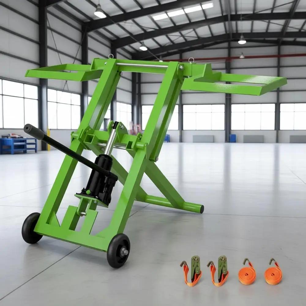 

Lawn Mower Lit 500lbs with Saves Eort Hydraulic Handle &Saety Ratchet Belt, Zero Turn Mower Lit oldable Design Easy Storage, Law