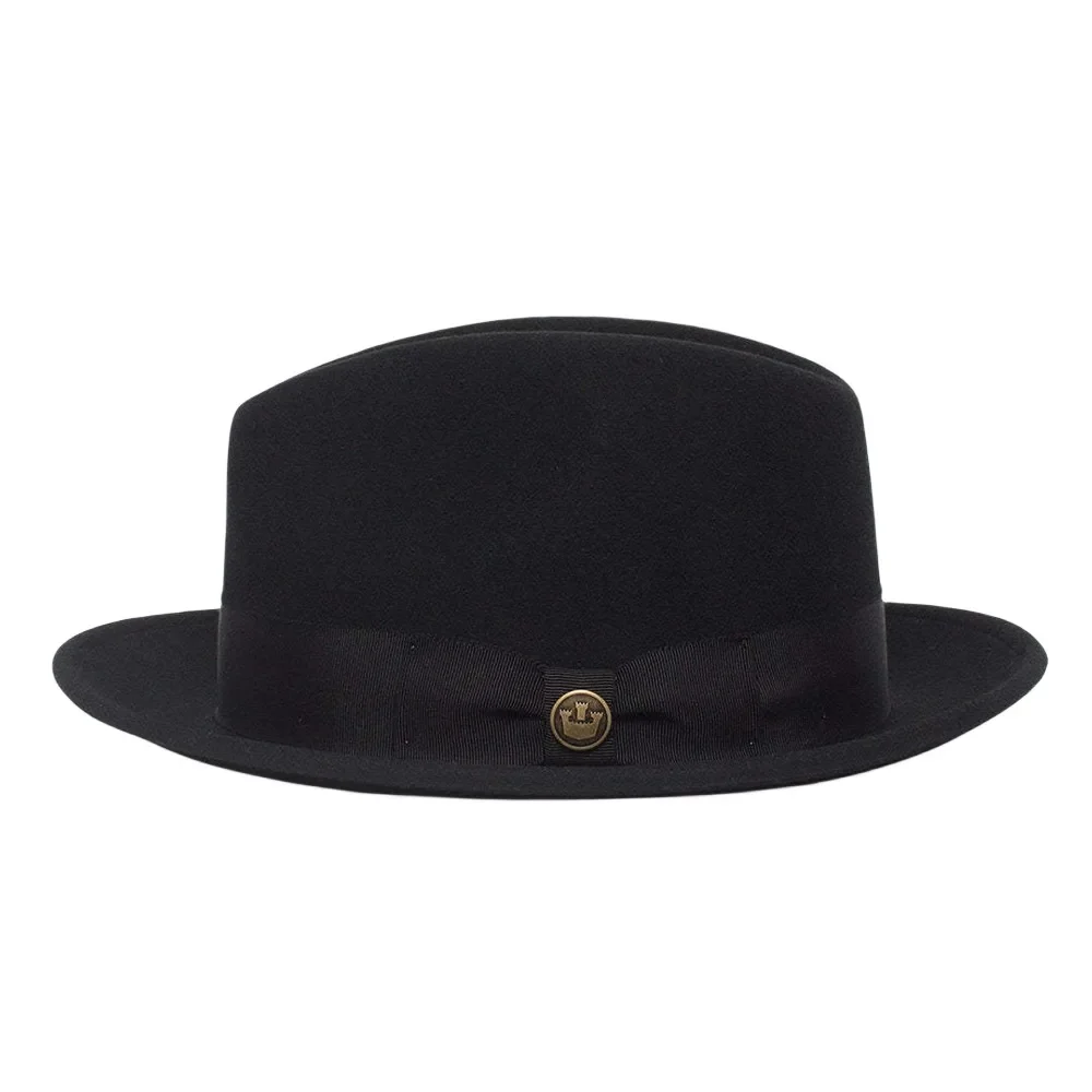 Wool Fedora Hat with Bow Women Men Ladies Elegant Fedoras Wide Brim Jazz Felt Hat Vintage Bucket Panama Autumn Winter Cap NZ357