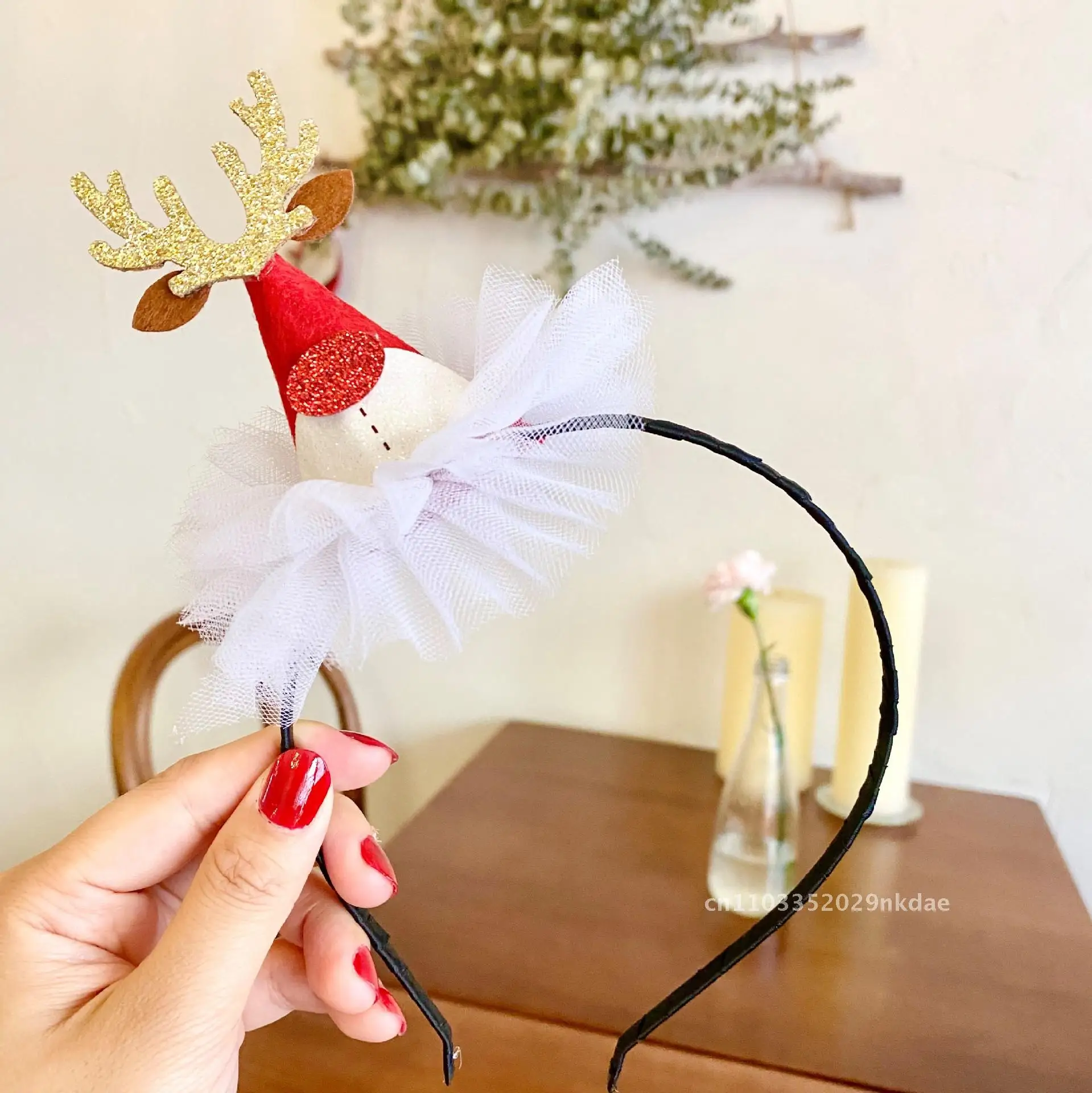 

Christmas holiday girl children's lace gauze skirt hairband fawn elk elk snowflake old man hat hair accessories