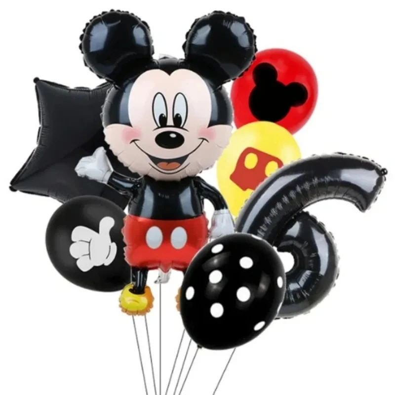 Juego de globos de película de aluminio de dibujos animados digitales para niños, decoraciones de cumpleaños con temática de Mickey de Disney