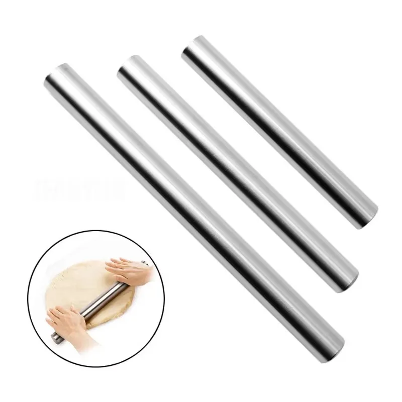 Stainless Steel Rolling Pin Baking Bread Pastry Roller Non-stick Baking Tool Cooking Pizza Cookie Cannoli Tubes Kitchen Utensils