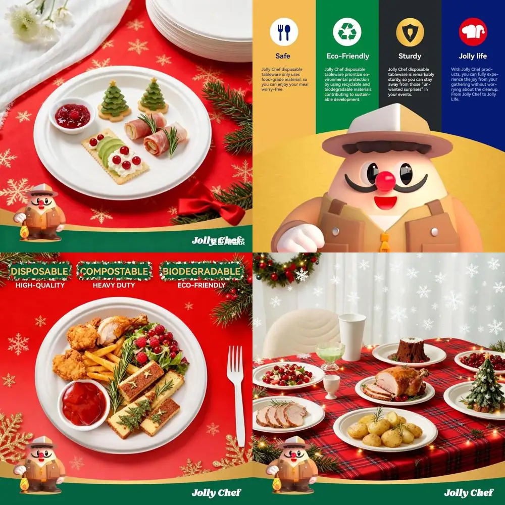 

Eco-Friendly Heavy Duty 10 Inch Compostable Plates, 500 Pack, Uncoated White Paper Plates Made from Bagasse and Sugarcane, Biode