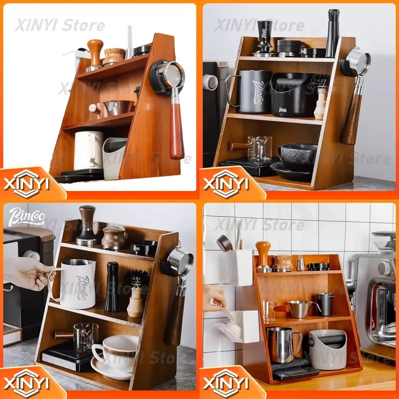 Coffee Utensil Storage Cabinet for Bar Accessories and Kitchen Tools Powder Press Maker Organizer Rack for Home Office Use