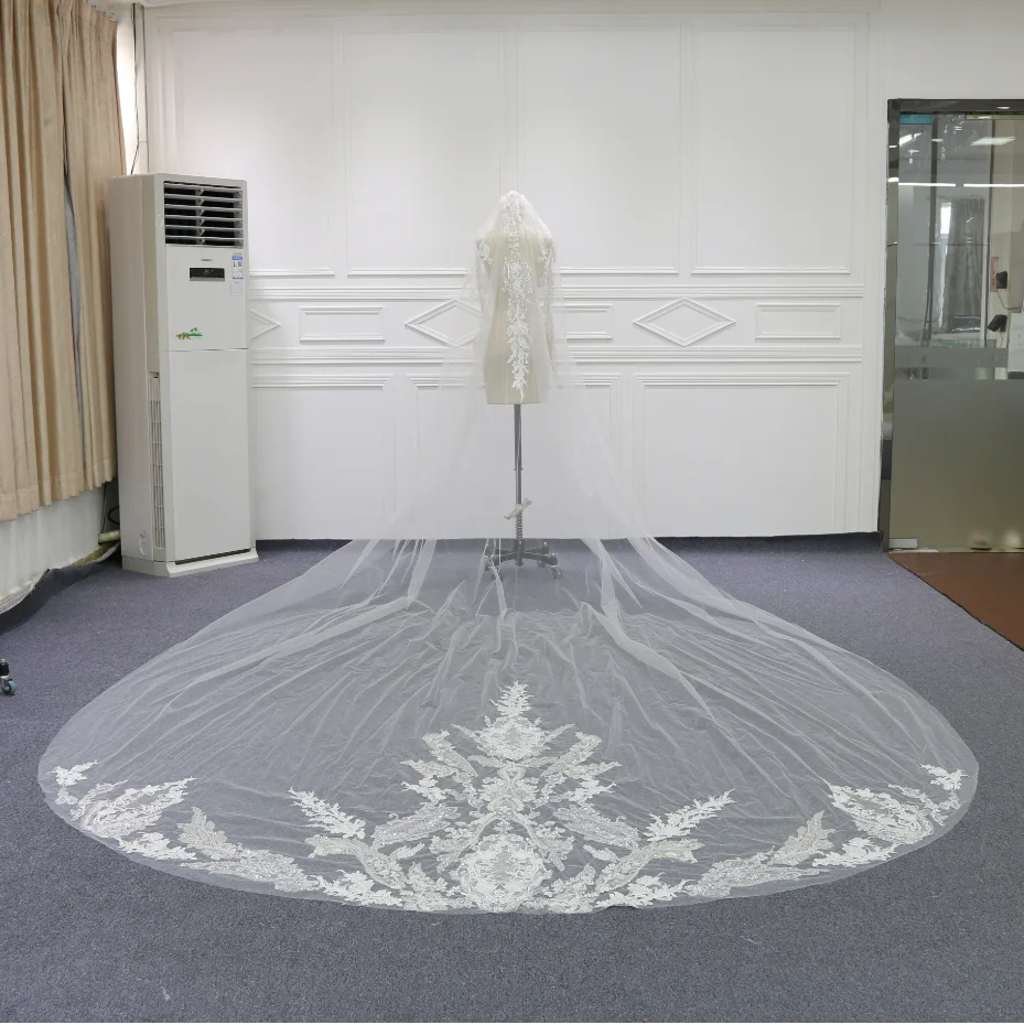 

Accessories Tulle Chapel Wedding Veil Lace Edge Bridal With Comb Veu De NoivaTSB002