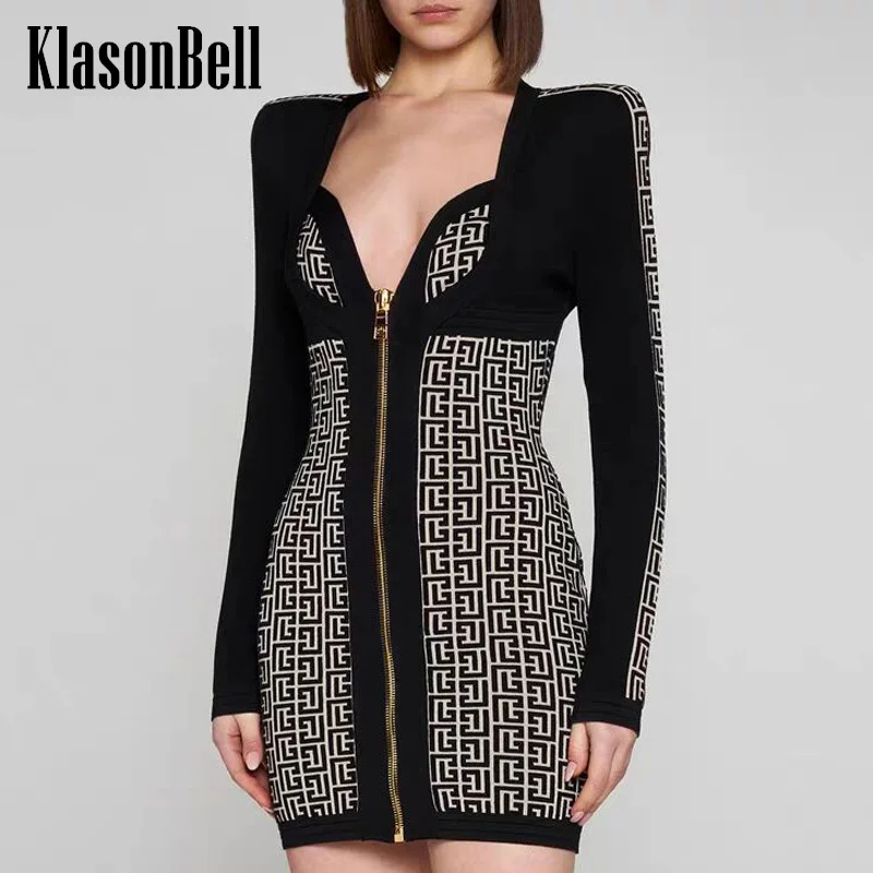 6.21KlasonBell-Diamond Geometric Pattern Dress for Women, Elegant Shoulder Pads, Strapless, Collect Waist, Mini Dress, Fashion