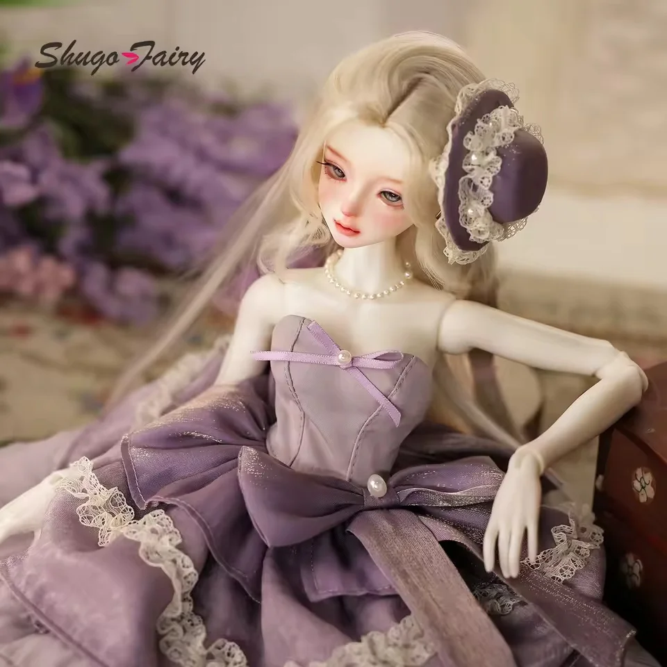 サディー 1/4 球体関節人形 サディー フルセット B バリー ビッグチェスト BJD パープル ロリータ ケーキドレス 帽子付き シュガフェアリー エレガント 女性
