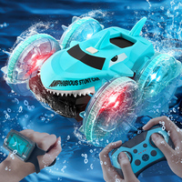 Hot Shark Amphibious Remote Control Cars Boat, 4WD Gesture RC Car with LED Lights, Waterproof RC Stunt Car Pool Toys for Kids