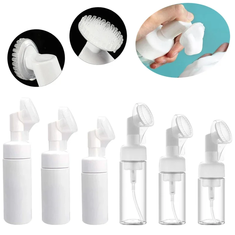

10Pcs 100ml-250ml Empty Plastic Foaming Bottles w/ Silicone Foam Massage Brush Pump Dispenser Containers For Face Wash Body Wash