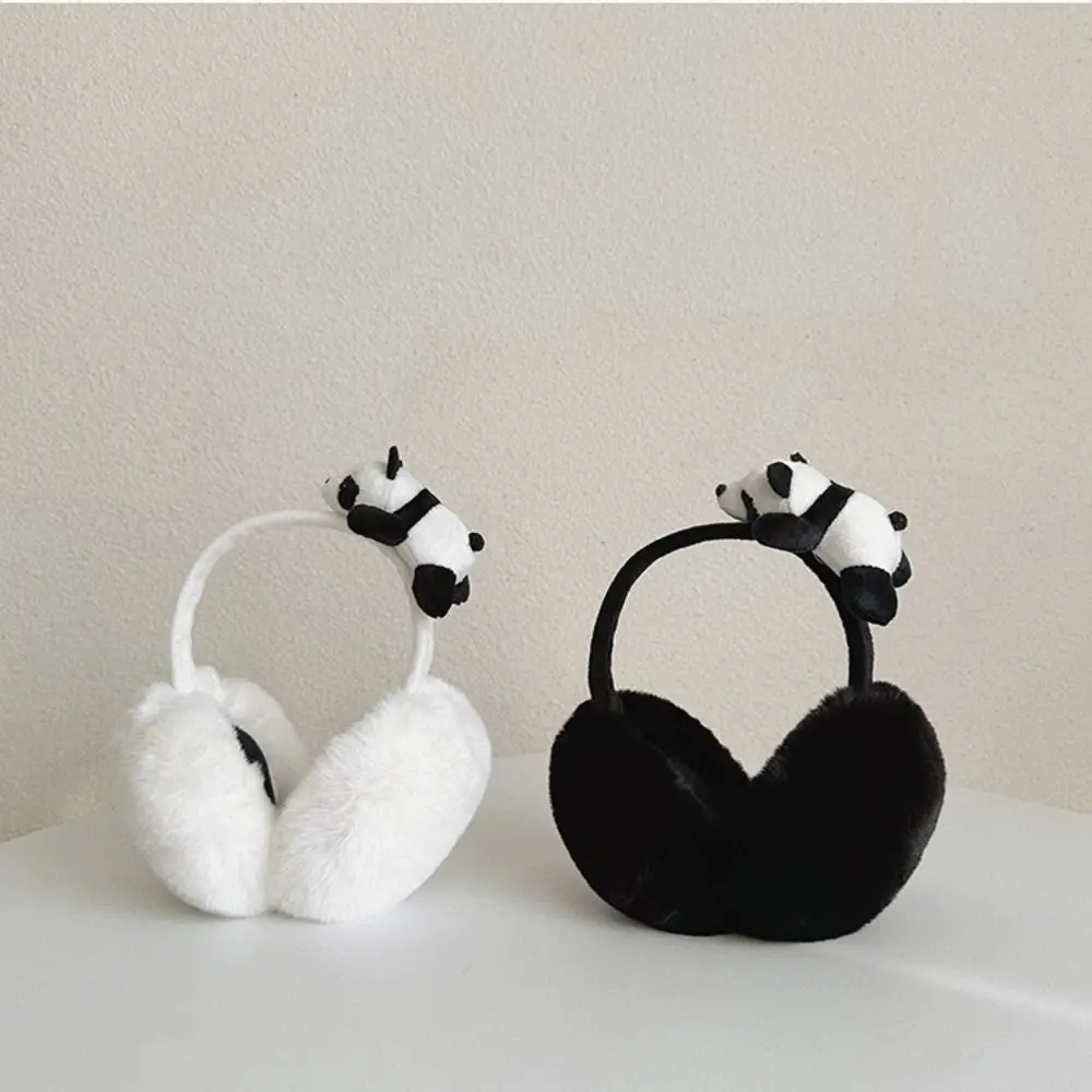 Panda Doll Plush Warm Earmuffs Men Women Winter Foldable Soft Thicken Solid Color Earmuffs Cute Earlap Accessories