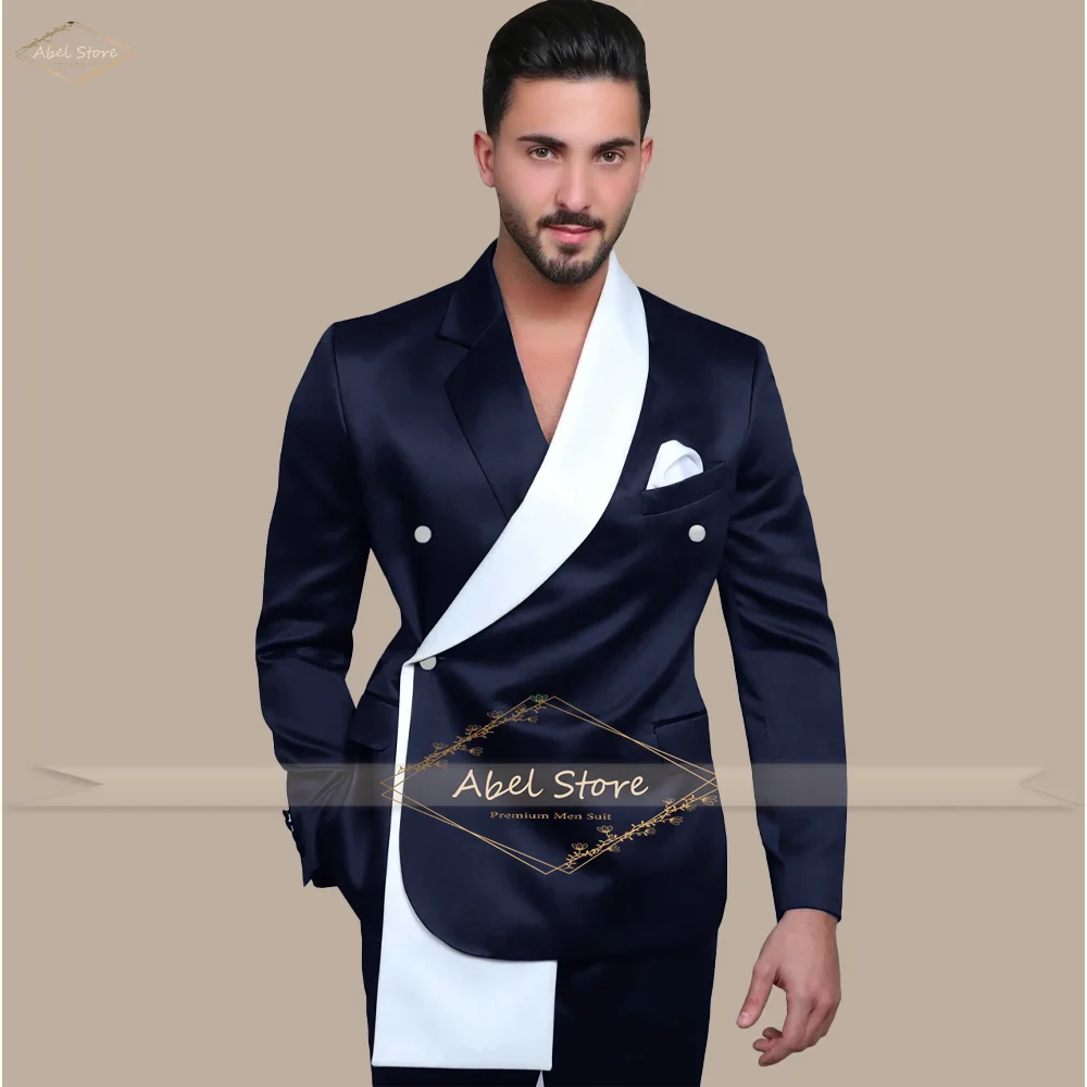 Men's color matching jacket suit pants 2 piece suit, custom party smoking suit elegant men's dress tuxedo party wedding