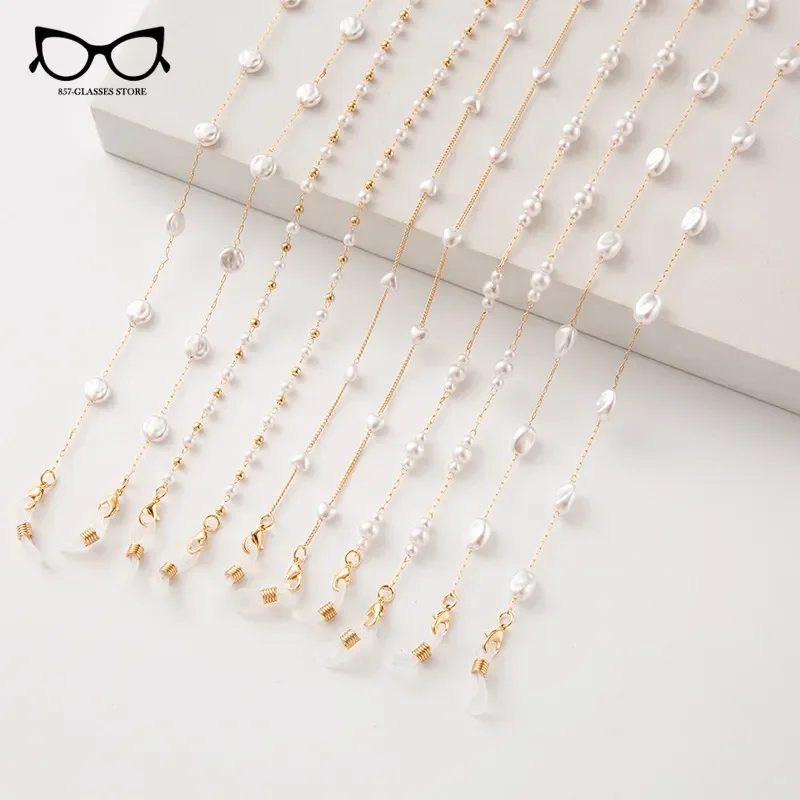 

New Summer Simple Fashion Heart Pearl Mask Sunglasses Chains for Women Trendy Metal Eyeglasses Chain Eyewear Accessories