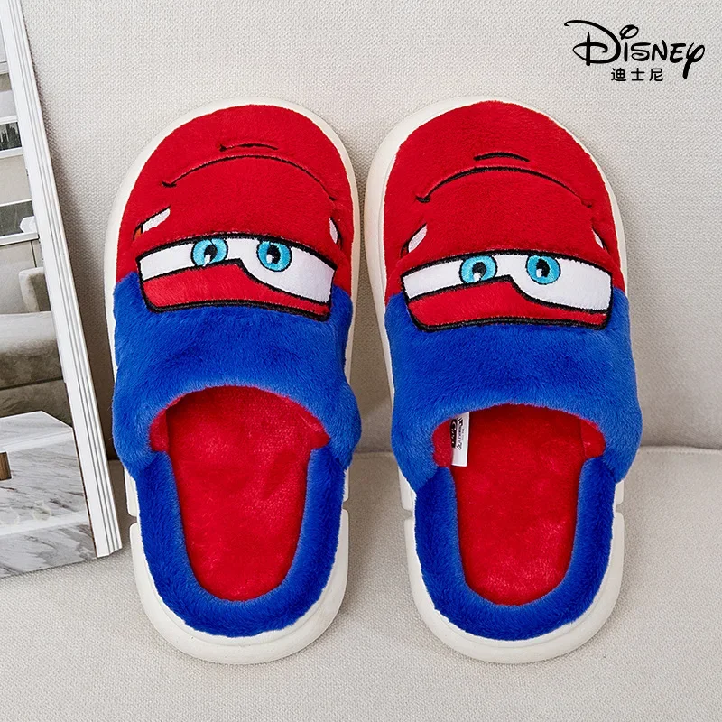 Autumn Winter Disney Baby Boy Girl Cotton Slippers Cartoon McQueen Cars Print Kids Soft Keep Warm Indoor Anti-slip Home Shoes