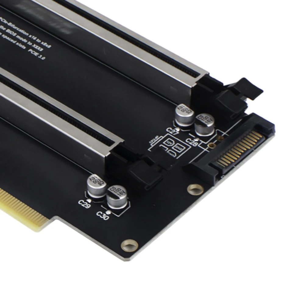 

Плата расширения A73T PCIe 3.0 X16 на X8X8 с бифуркацией PCIe Gen3 X16 на X8x8, слоты с расстоянием между ними 40,4 мм и улучшенным интерфейсом SATA