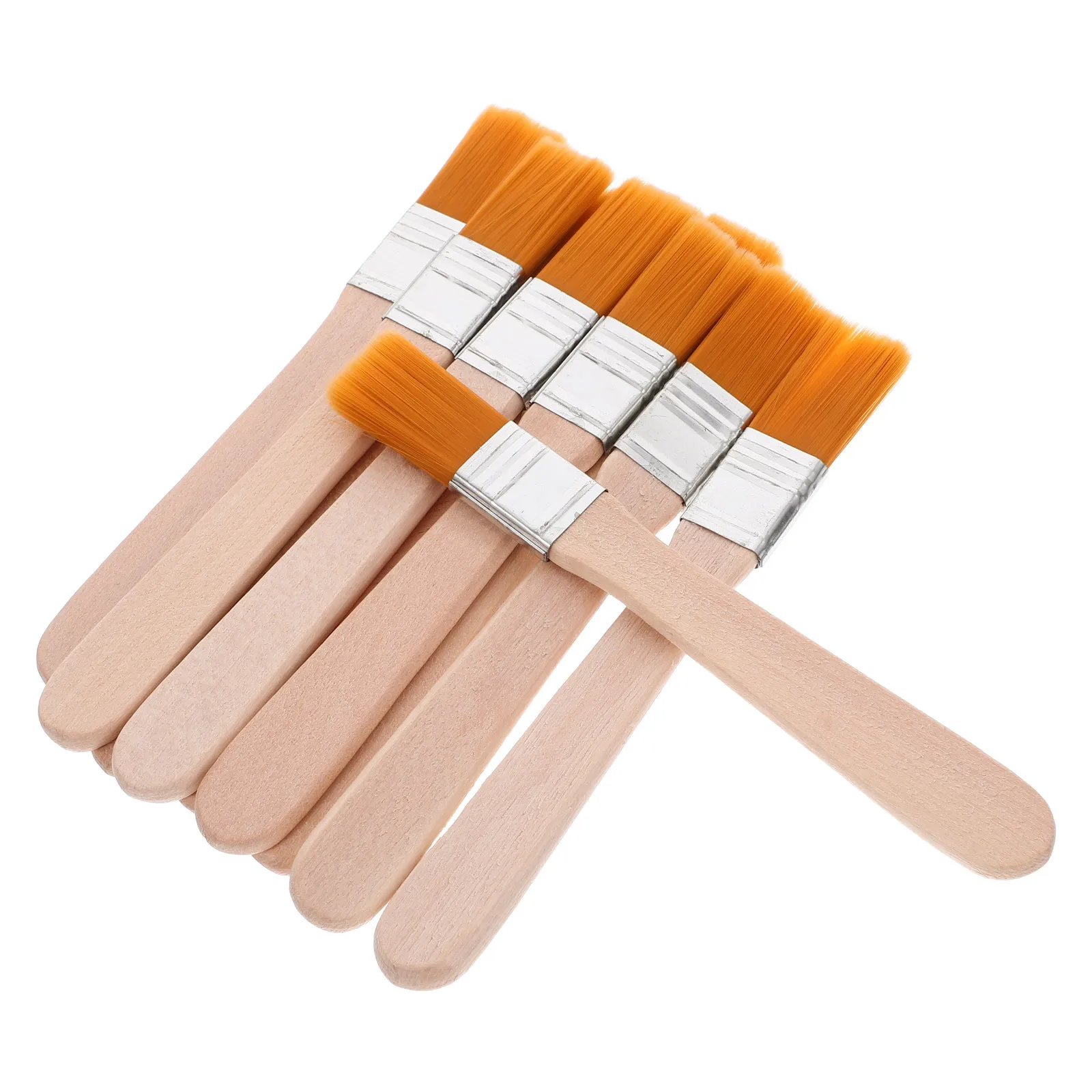 

10Pcs Flat Nylon Paint Brushes with Wooden Handle Precision Tip Brush for Fine Detailing Trimming Varnish Application Art