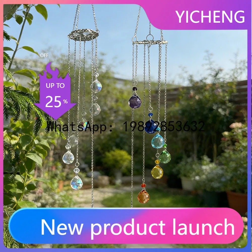 

FL Sun Catcher Seven-color AB crystal ball Garden decoration pendant Tree of Life ornament ball Crystal wind chime