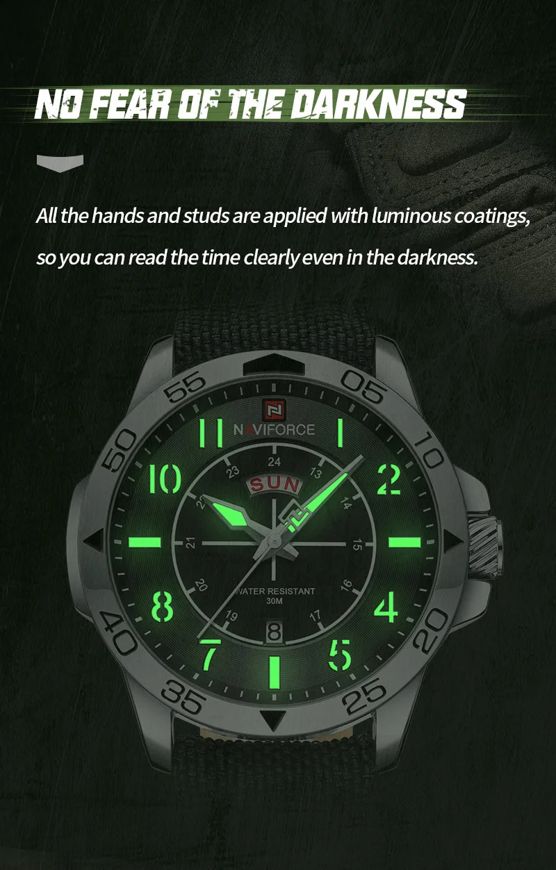 Top Brand NAVIFORCE Men\'s Watches Waterproof Luxury Business Casual Nylon Strap Quartz Wristwatch Luminous Relogio Masculino