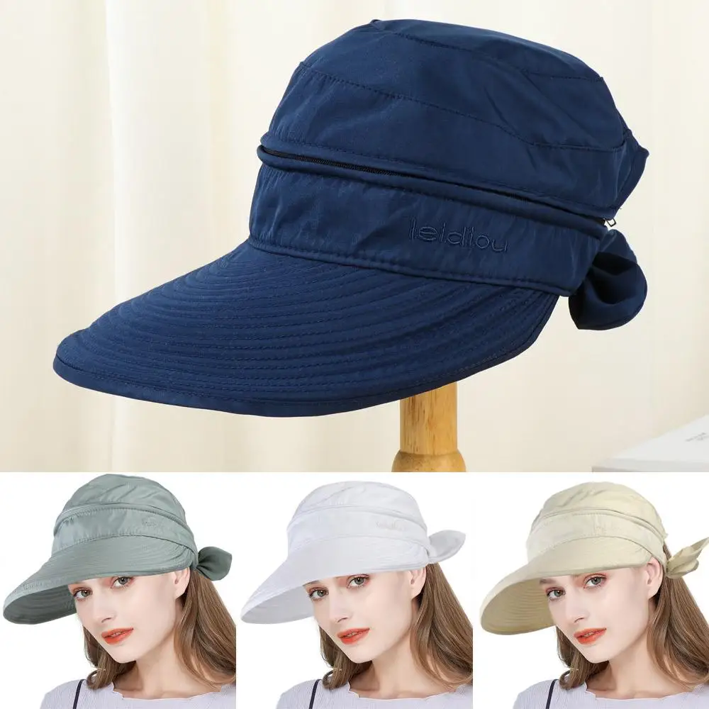 Frauen Damen Sommer breite Krempe faltbare Visier Outdoor-Kappe Anti-UV-Strand Sonnenhut