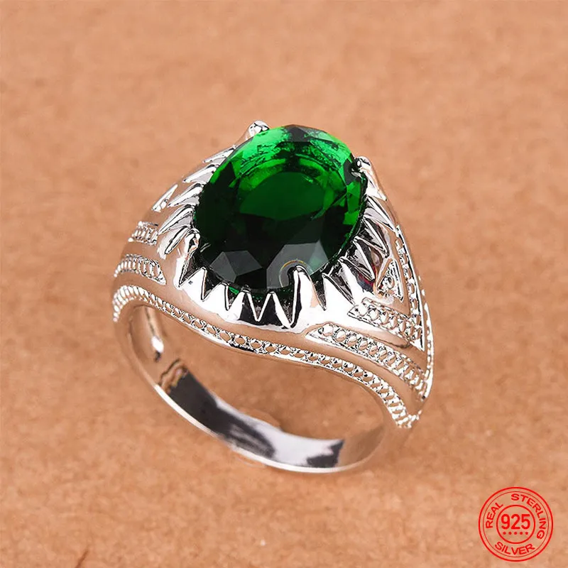 

925 Sterling Silver Emerald Rings For Women Charm Jewelry Party Gift