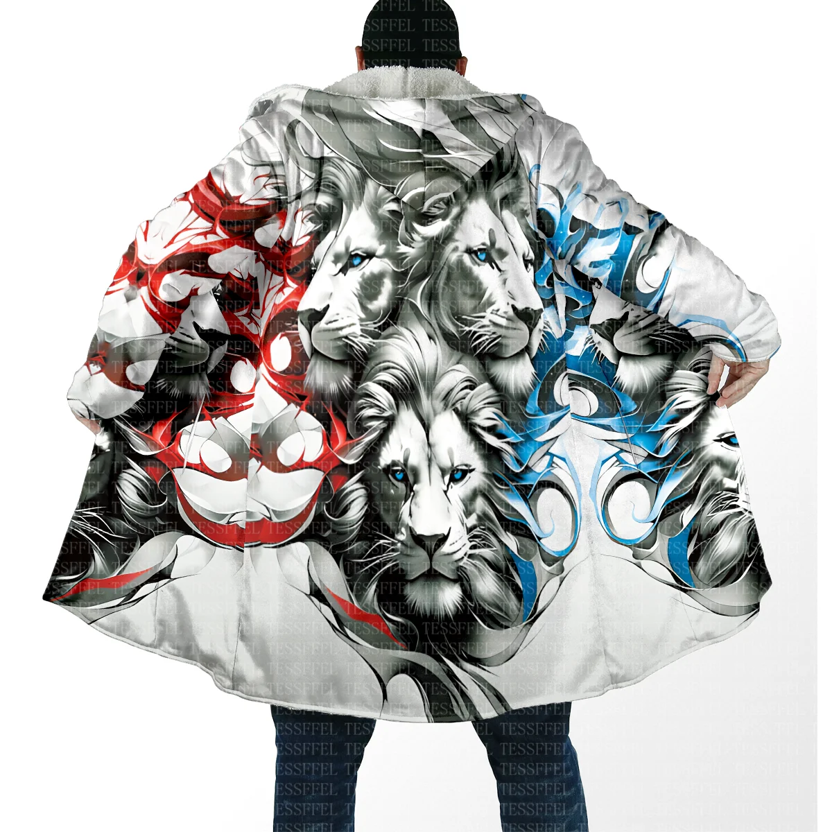 Cosplay Animal King Dragon Tiger Lion Colorful Vintage Harajuku 3D Print Casual Unisex Winter Overcoat Cloak Hoody Causal Cape 0