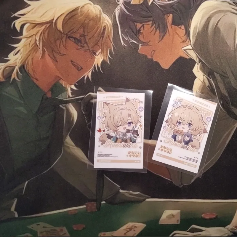 2Pcs/Set Honkai: Star Rail Anime Laser Card Aventurine Kakavasha LOMO Card Postcard Gift