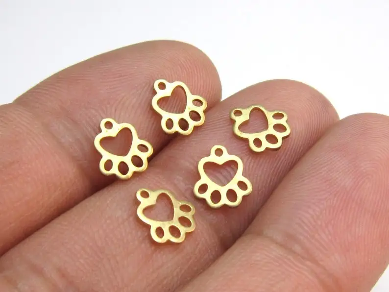 

30pcs Brass Charms, Cat Paw, Dog Paw, Heart Earring Charms, 8.3x7.4mm, Earring Accessories, Jewelry Making - R1736