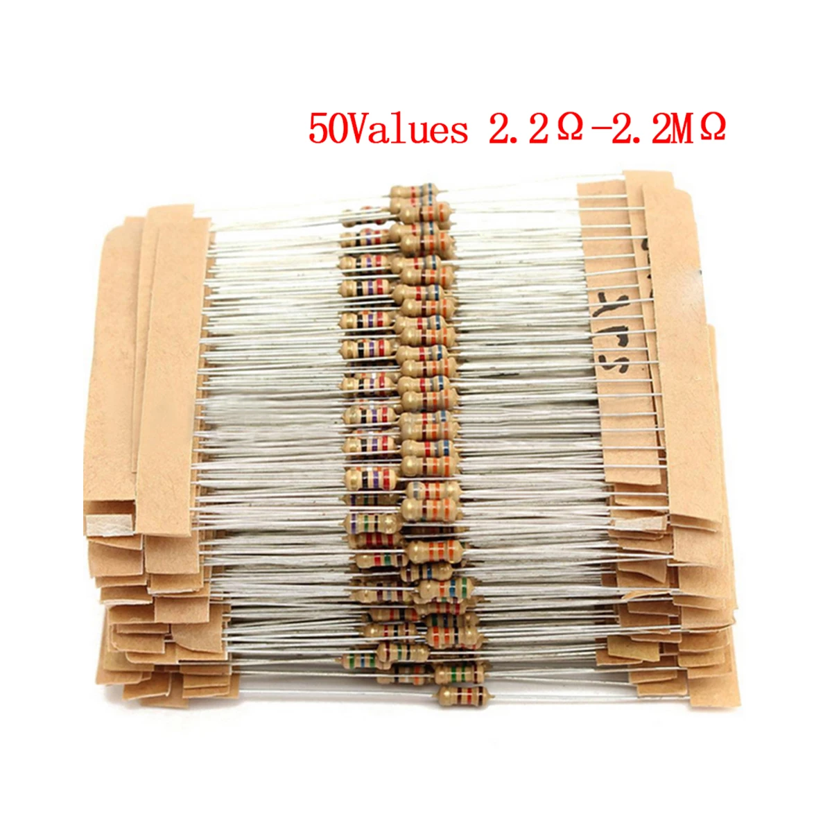1000 pçs/lote 1/4W 0.25W Kit de Sortimento de Resistor de Filme de Carbono 2.2 ohm -2.2 M ohm Resistores Sortimento Kit de Filme de Carbono amostras