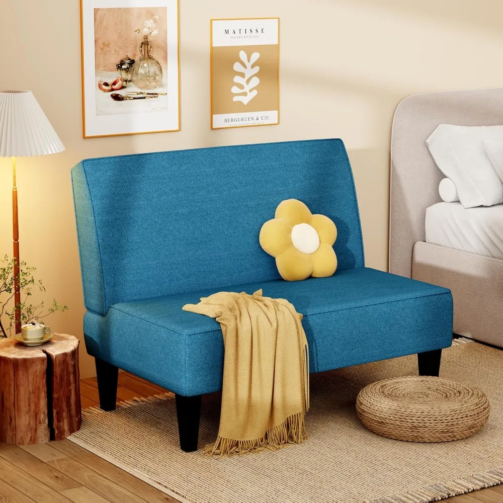 أريكة مدمجة بمقعدين مع تنجيد للمساحات الصغيرة وأرجل خشبية مثالية لغرفة النوم #3