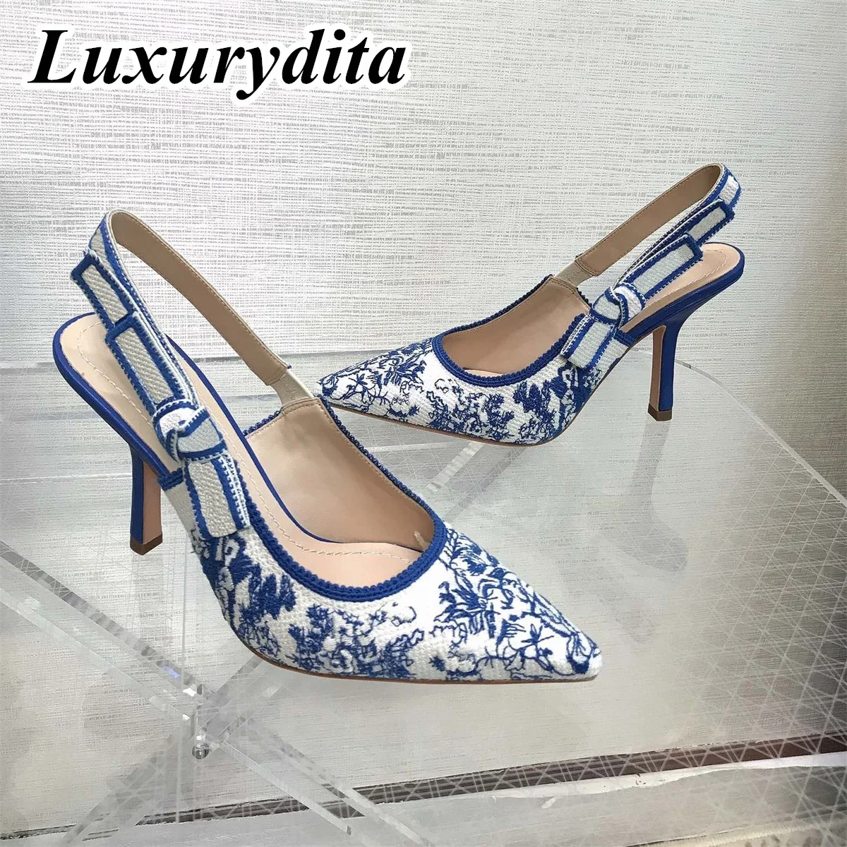 Top Quality Luxury Womens Sandal Casual Lace Flat Fashion Embroidered Muller Shoes Designer Silk Leather Soled High Heel
