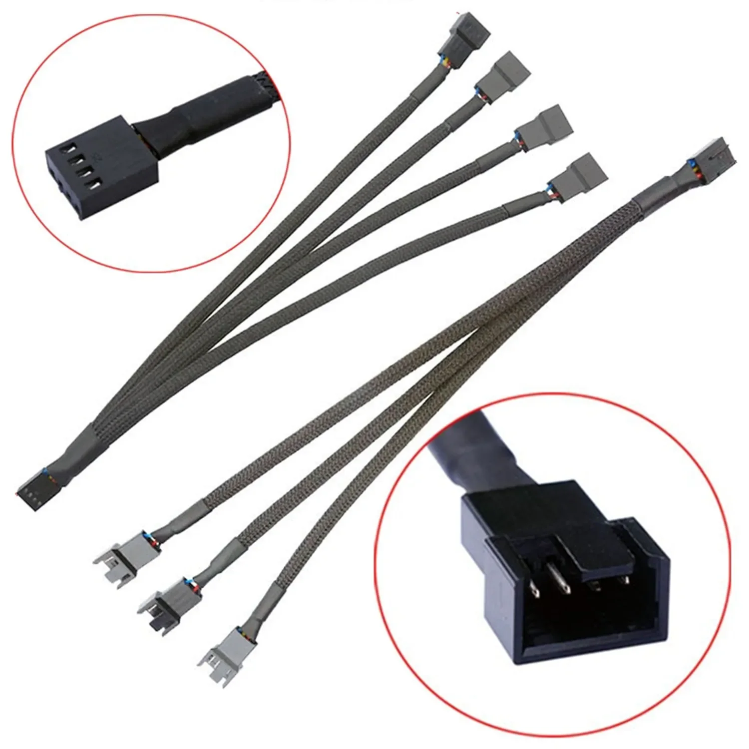 2/3/4-drożny 4-pinowy rozdzielacz wentylatora PWM Adapter w oplocie Komputer PC Przedłużacz kabla zasilającego wentylatora Konwerter 0,25 m 0,6 m 0,8 m