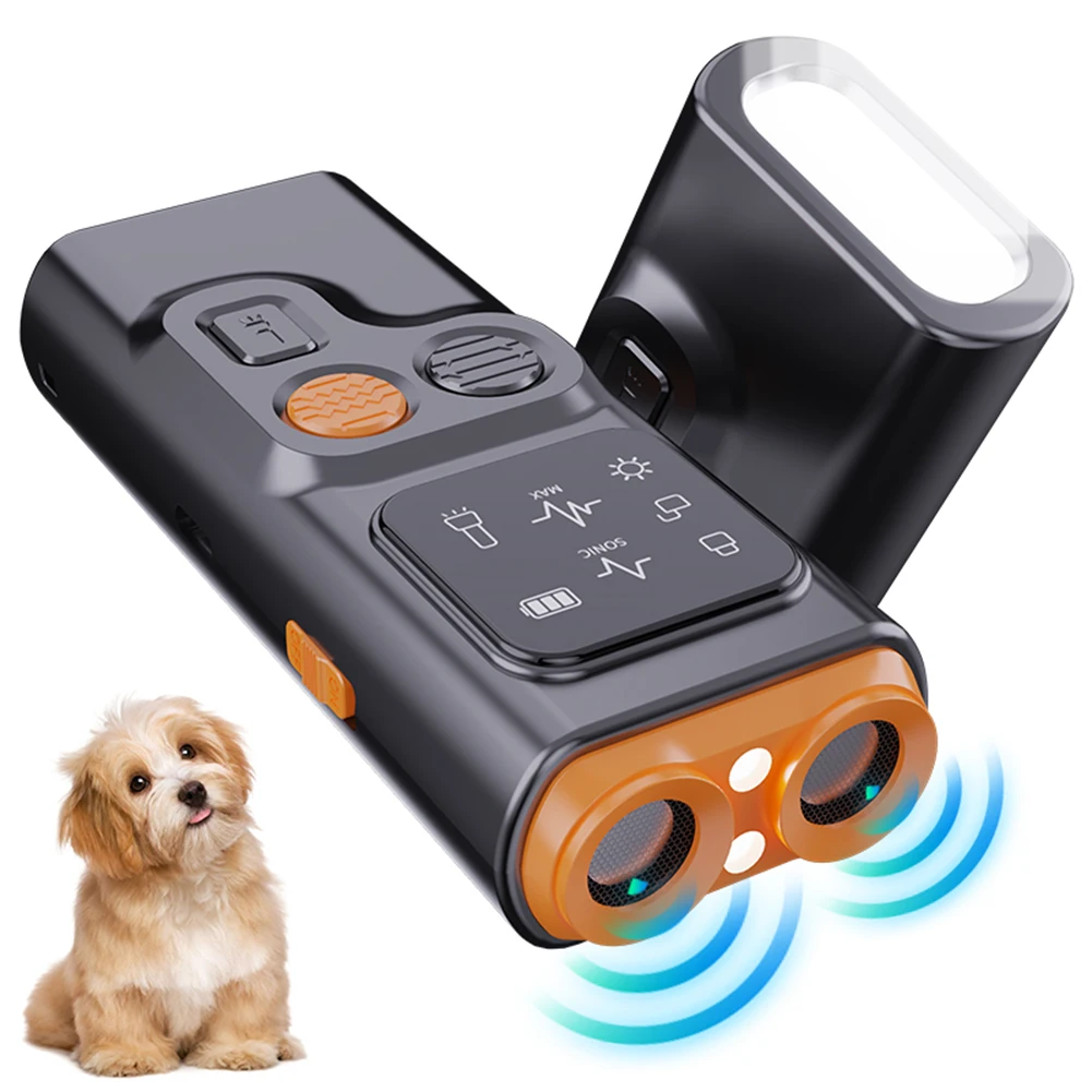 

Ultrasonic Anti-Barking Device with LED Flashlight Rechargeable Pet Dog Repeller Dog Chaser for Small/Medium/Large Dogs
