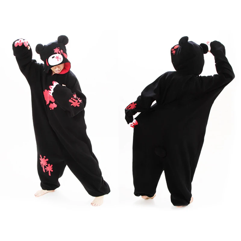 NEW Japan Anime Gloomy Bear Onesies Animal Suits Animal Cosplay Pajamas Pyjama Pink/Black Bear Jumpsuit Party Halloween Costume