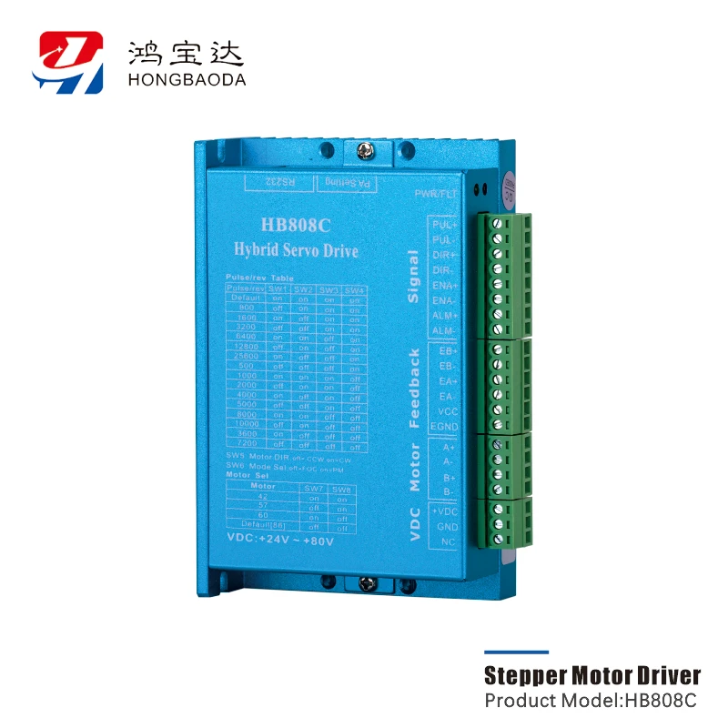 HONGBAODA HB808C Closed-Loop Stepper Motor Driver 2 Phase Hybrid Servo Driver DC24-80V RS232 for NEMA17/23/24 Stepper Motor