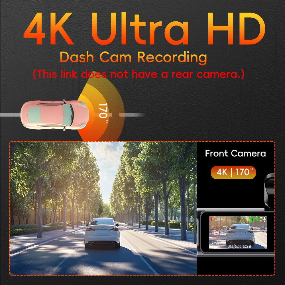 Plinader Dash Cam WIFI GPS Mini CAR DVR أمامي 4K وخلفي 1080P عدسة مزدوجة صندوق أسود كاميرا غرفة للرؤية الليلية 24H شاشة ركن السيارة #2