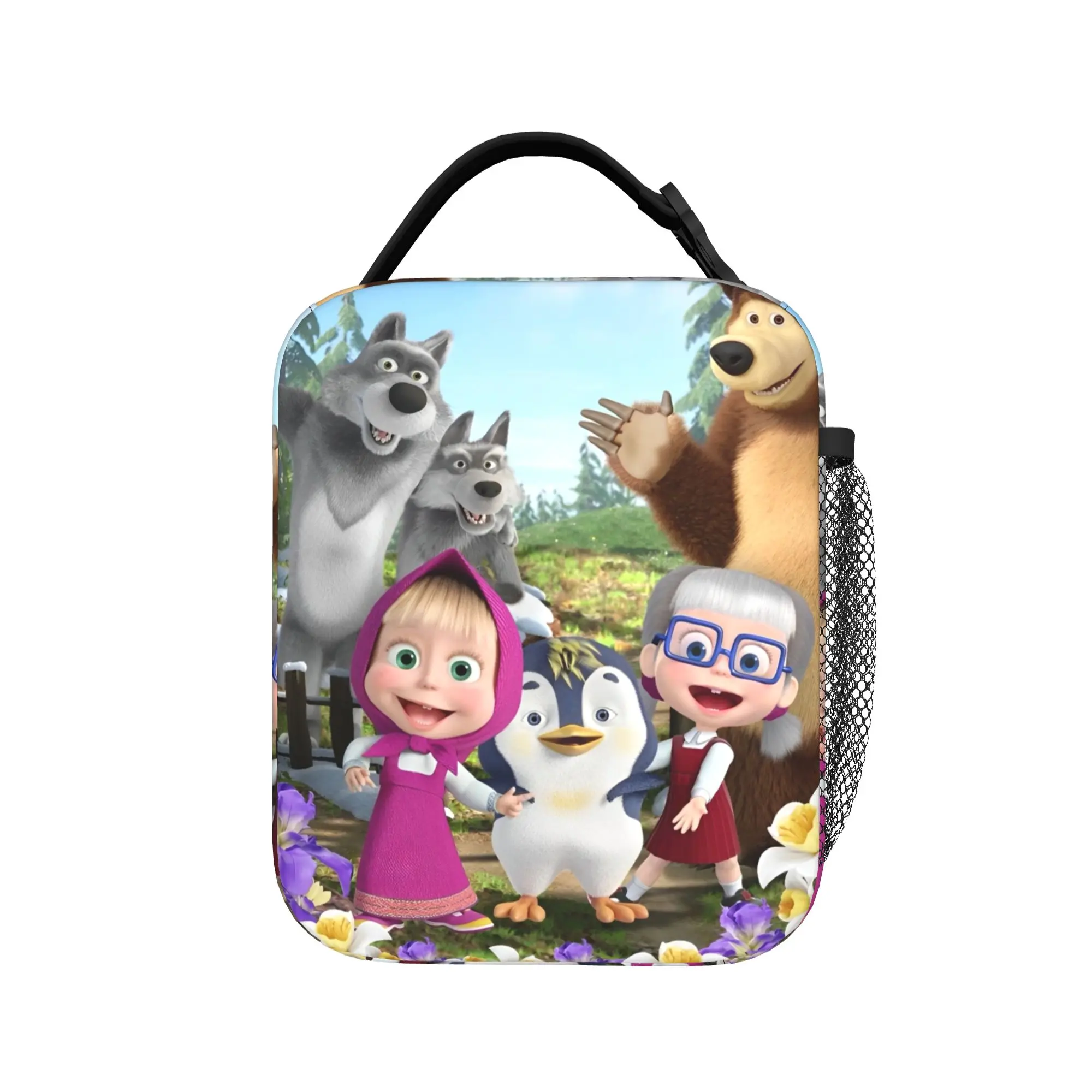 Cute M-Masha And Bear Insulated Lunch Bags Cooler Bag Reusable,Lunch Container High Capacity Tote Lunch Box Food Storage Bags