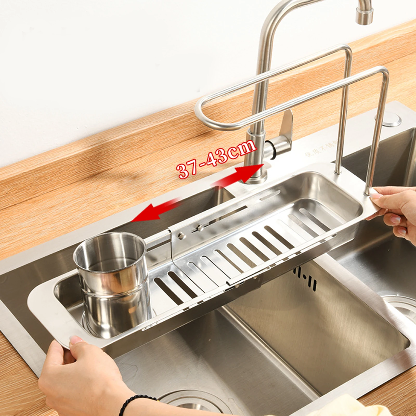 Sink Drain Shelf Stainless Steel Multifunctional Kitchen Sink Organizer Household Storage Shelf Drying Rack Kitchen Utensils