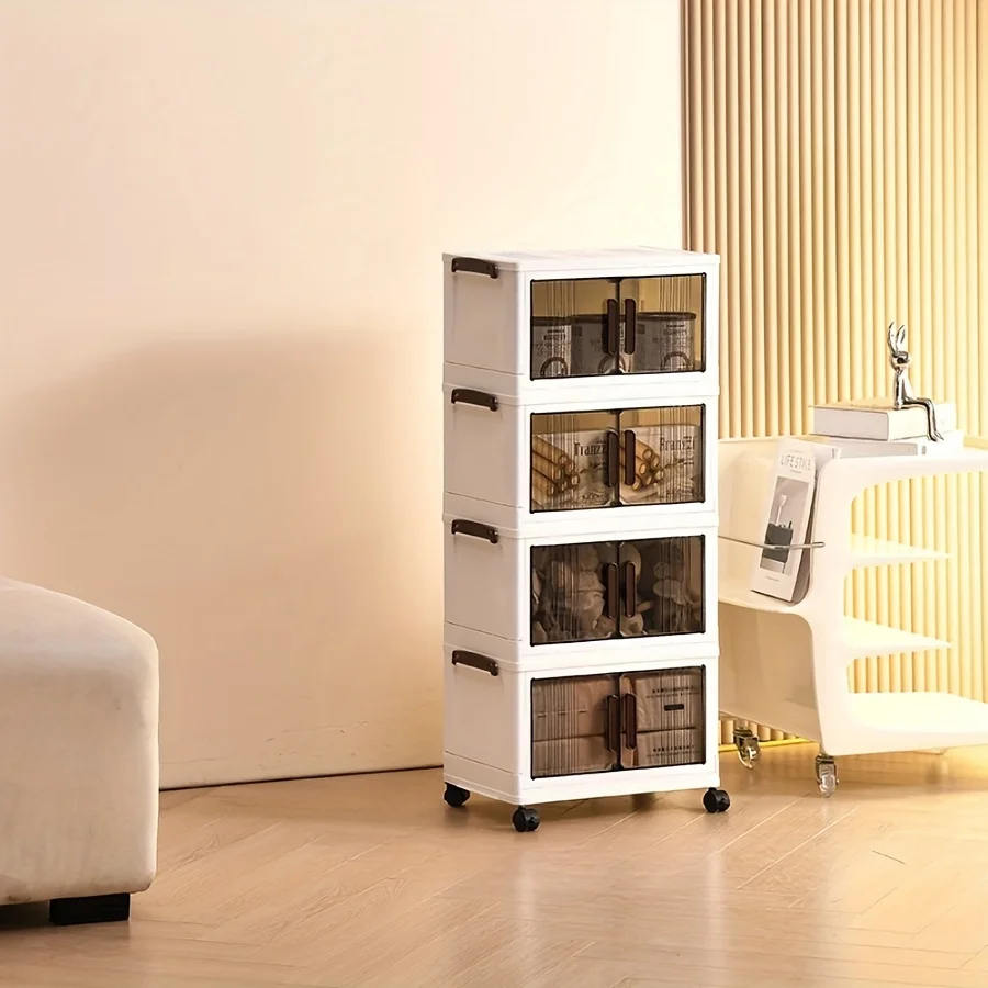 

1 Multi-layer Foldable Open Storage Cabinet For Home Living Room, High Aesthetic Storage Box, Clothing And Milk Powder Storage