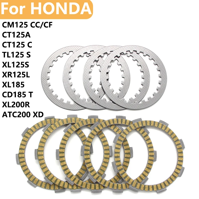 

Комплект пластина фрикционного диска Сцепления Мотоцикла Для Honda CM125 CT125A CT125 TL125 NX125 XL125 XL125S CD185 XL185 XL200R ATC200 CD200