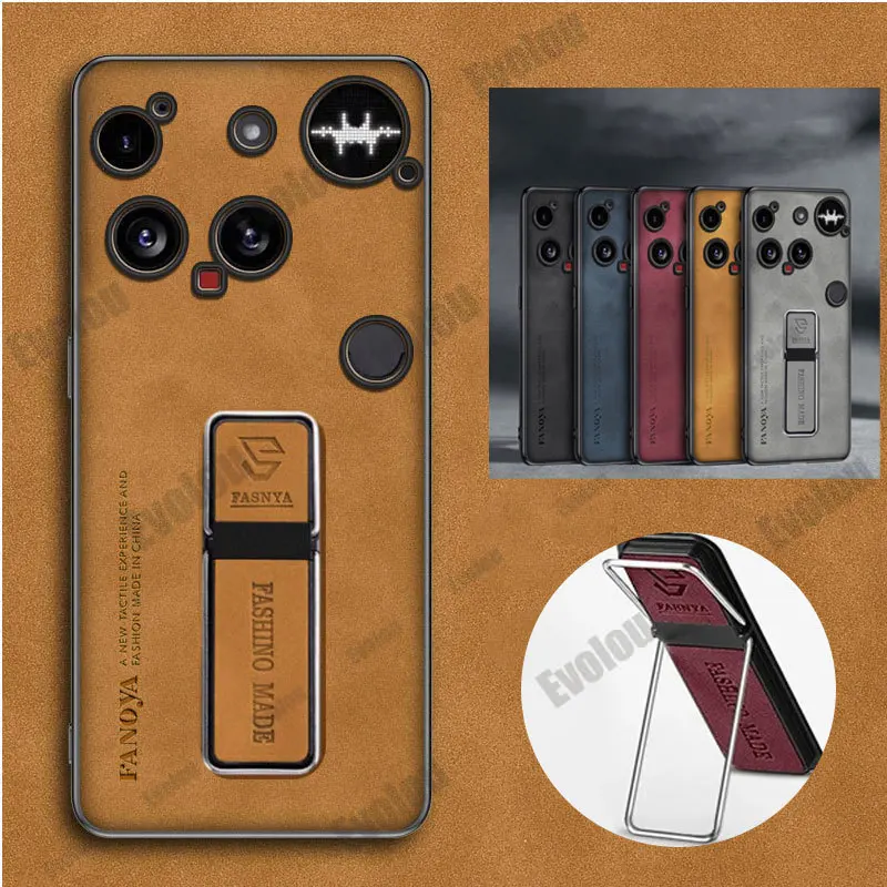 Für Nothing Phone 3 Hülle Skinsheep Leder Rüstung Standhülle für Nothing Phone3 Stoßfeste magnetische Halterabdeckung Schutzhülle