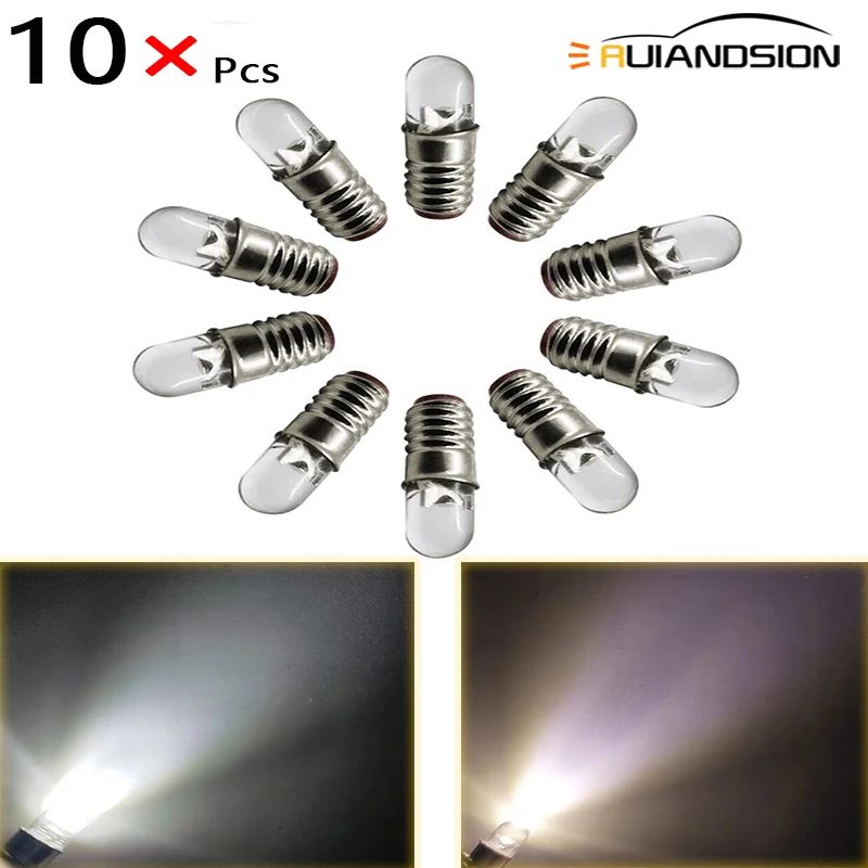 RUIANDSION 10 Pcs Screw E5 LED E5.S Bulb 3V 6V 12V 24V F3SMD Chandelier Replacement 4300K 6000K Scape Model Lamp 60Lm 4.5mm