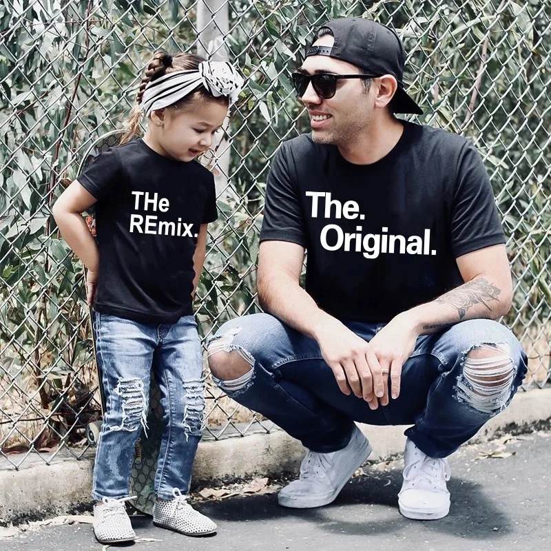 The Original The Remix Father And Son T Shirt Cotton Father\'s Dad And Me Clothes Big Man And Little Man Me And Dad\'s Clothes