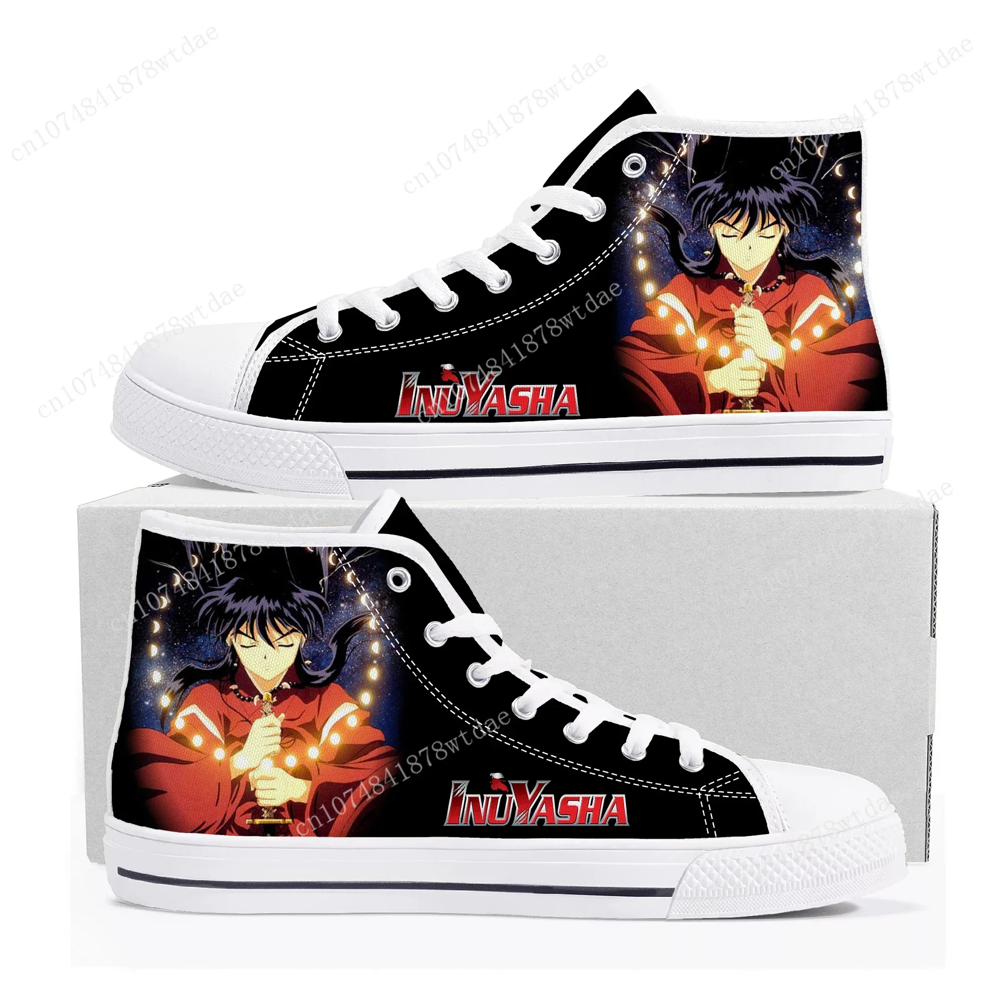 Inuyasha Hoge Top Sneakers Heren Dames Tiener Hoge Kwaliteit Canvas Sneaker Japanse Anime Strips Manga Paar Aangepaste Schoenen