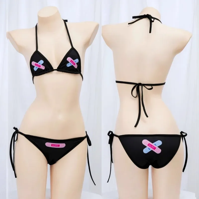 Lolita Anime Girls Band Aid Sexy Cosplay Costumes Bikini Set Women Black Bandage Tops Underwear Swimsuit Polyester Lingerie Gift view 4