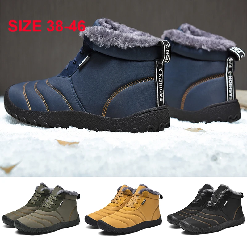

Мужская зимняя прогулочная обувь, плюшевые теплые зимние ботильоны, нескользящие уличные мужские повседневные рабочие ботинки с мягкой подошвой, модные мужские ботинки