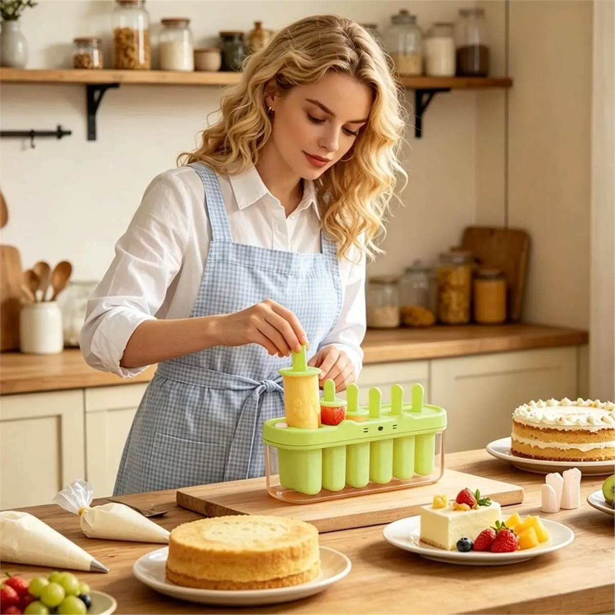 giftnew Ice Cream Molds, Ice Cream Sticks, Ice Cream Sticks, Suitable for Freezing Fruit Juice,Enjoy the Coolness of Summer