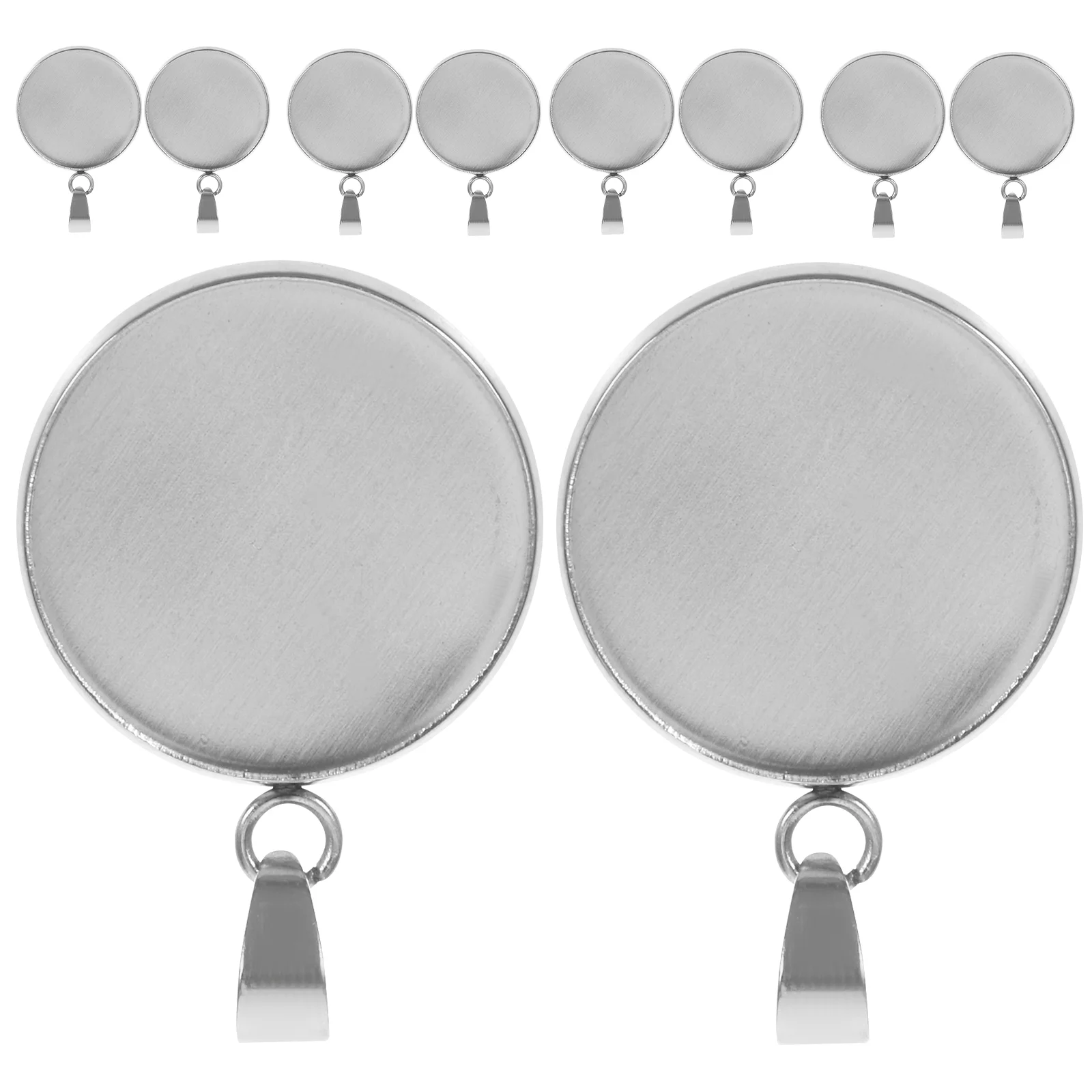 20 Pcs Round Cork Base DIY Pendant Holder Bases Trays Jewelry Halloween Stainless Steel Necklace