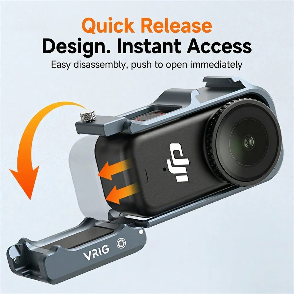 VRIG GA-16 Magnetic CameraCage for DJI Osmo Nano Action Camera Quick Release Base Shockproof Frame Protective Rig w Cold Shoe