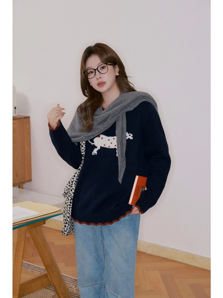 

Loose Comfortable Knitted round Ne Sweater Soft Cozy plus Size Women's Casual Sle Long Sve Autumn Winter Faion Top